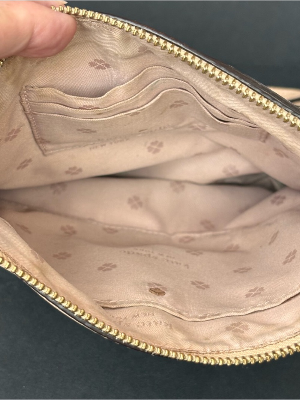 Kate Spade Polly Small Swing Pack Neutral Pink Pebbled Leather Crossbody Bag. - Picture 4 of 16